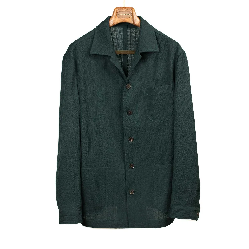 x Sartoria Carrara: chore jacket in dark green wool "seersucker"