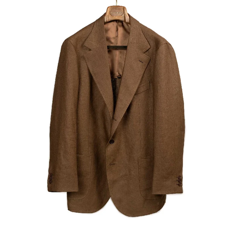 x Sartoria Carrara: ultra-light unlined jacket in Drapers tobacco brown linen (separates)