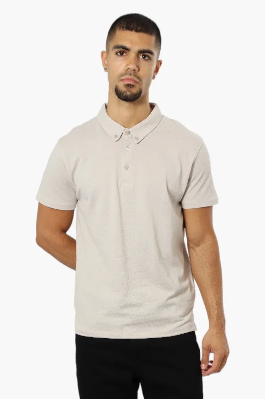 Jay Y. Ko Button Down Solid Polo Shirt - Stone