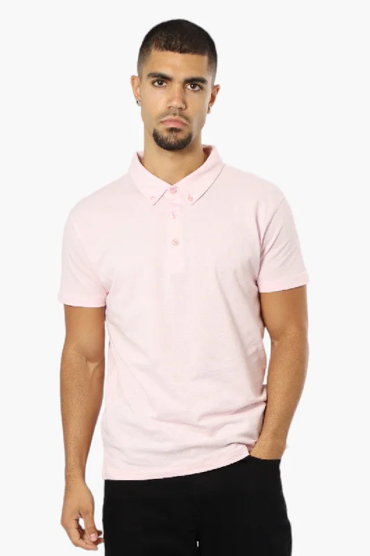 Jay Y. Ko Button Down Solid Polo Shirt - Pink