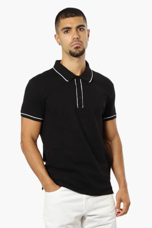 Jay Y. Ko Solid Piping Detail Polo Shirt - Black