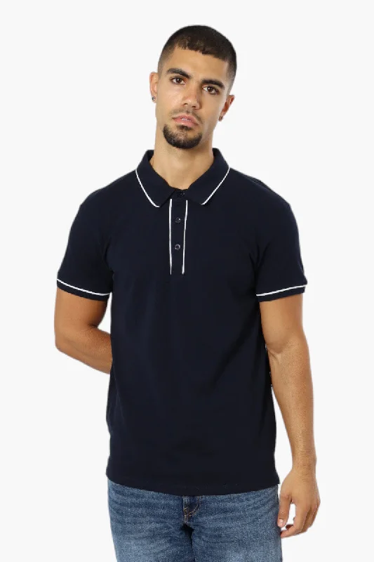 Jay Y. Ko Solid Piping Detail Polo Shirt - Navy