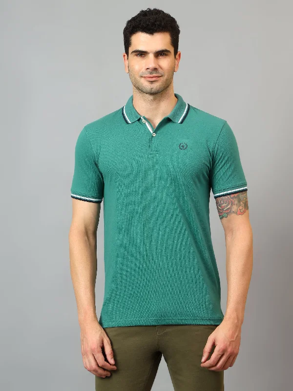 Men's Green  Polo neck Half Sleeve T-Shirt