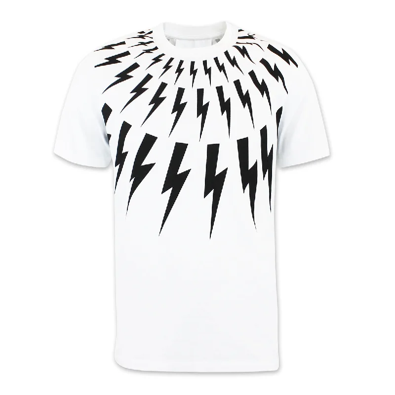 Neil Barrett - Fair-Isle Thunderbolt T-Shirt in White