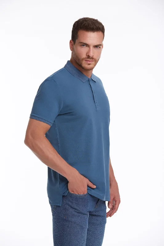 Regular Fit Indigo 100% Cotton Polo T-Shirt