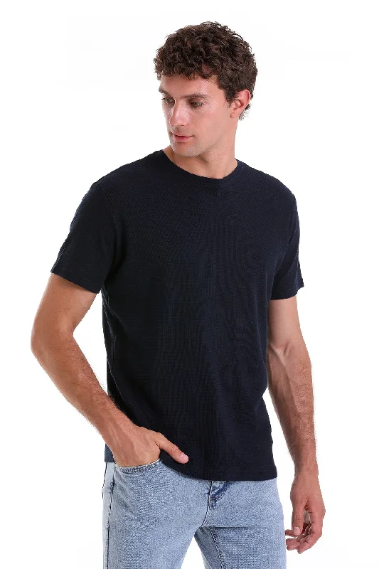 Regular Fit Navy Cotton Crew Neck T-Shirt