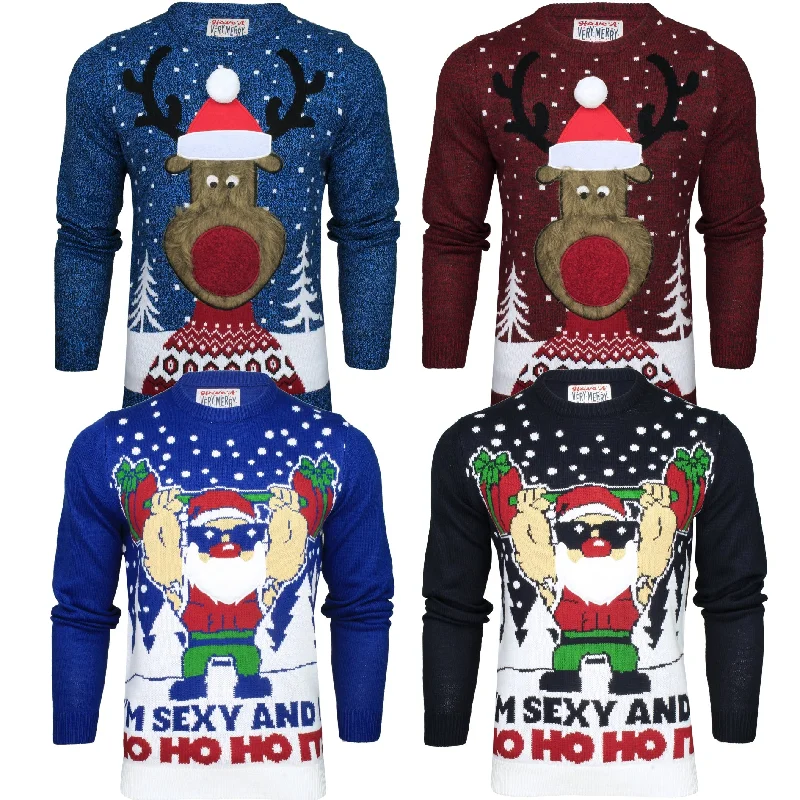 Xact Men's '3D Novelty' Christmas Jumper, Crew Neck