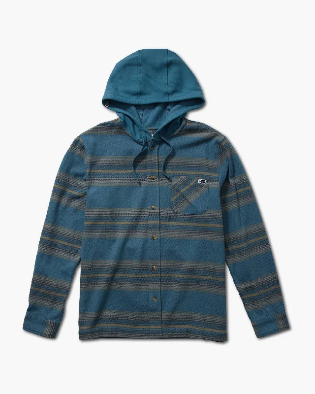 Outback Hooded Flannel - Steel Blue